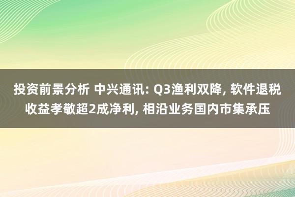 投资前景分析 中兴通讯: Q3渔利双降, 软件退税收益孝敬超2成净利, 相沿业务国内市集承压