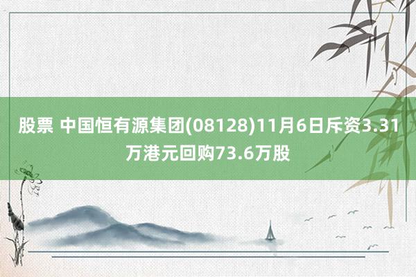 股票 中国恒有源集团(08128)11月6日斥资3.31万港元回购73.6万股