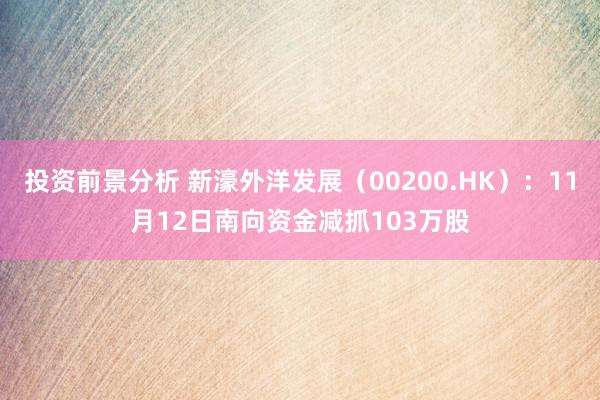 投资前景分析 新濠外洋发展（00200.HK）：11月12日南向资金减抓103万股