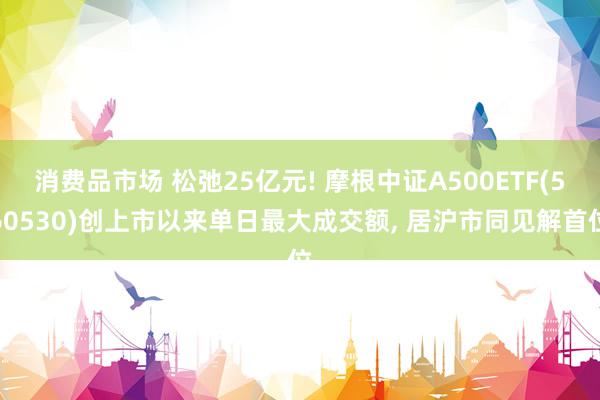 消费品市场 松弛25亿元! 摩根中证A500ETF(560530)创上市以来单日最大成交额, 居沪市同见解首位