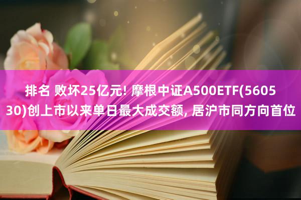 排名 败坏25亿元! 摩根中证A500ETF(560530)创上市以来单日最大成交额, 居沪市同方向首位