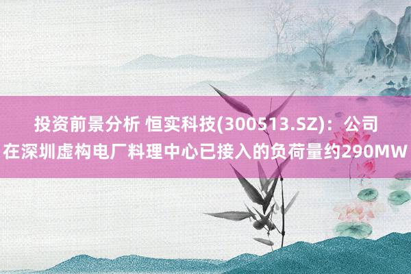 投资前景分析 恒实科技(300513.SZ)：公司在深圳虚构电厂料理中心已接入的负荷量约290MW