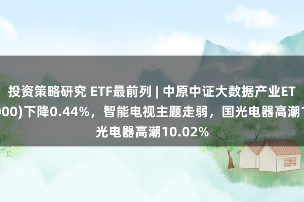 投资策略研究 ETF最前列 | 中原中证大数据产业ETF(516000)下降0.44%，智能电视主题走弱，国光电器高潮10.02%