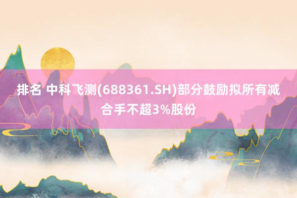 排名 中科飞测(688361.SH)部分鼓励拟所有减合手不超3%股份