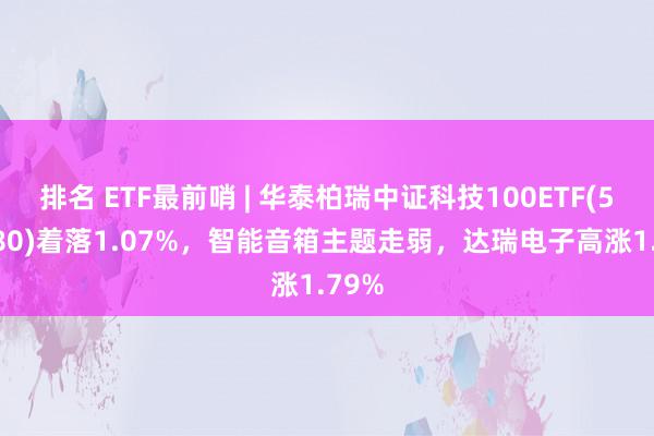 排名 ETF最前哨 | 华泰柏瑞中证科技100ETF(515580)着落1.07%，智能音箱主题走弱，达瑞电子高涨1.79%