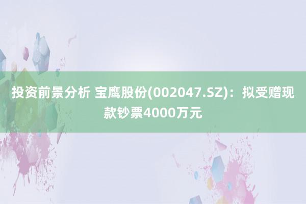 投资前景分析 宝鹰股份(002047.SZ)：拟受赠现款钞票4000万元