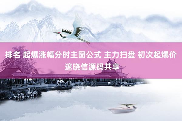 排名 起爆涨幅分时主图公式 主力扫盘 初次起爆价 邃晓信源码共享