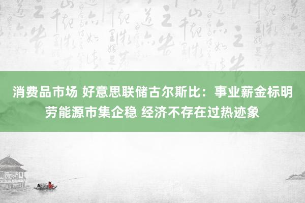 消费品市场 好意思联储古尔斯比：事业薪金标明劳能源市集企稳 经济不存在过热迹象