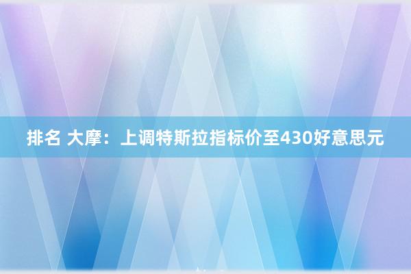 排名 大摩：上调特斯拉指标价至430好意思元