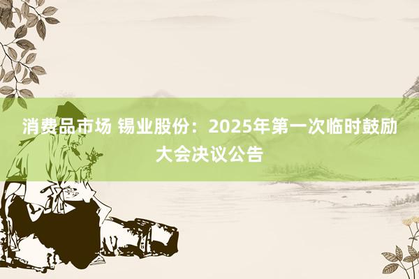 消费品市场 锡业股份：2025年第一次临时鼓励大会决议公告