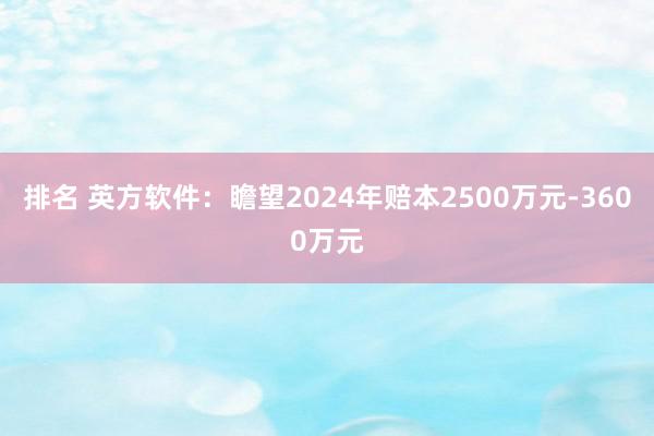 排名 英方软件：瞻望2024年赔本2500万元-3600万元