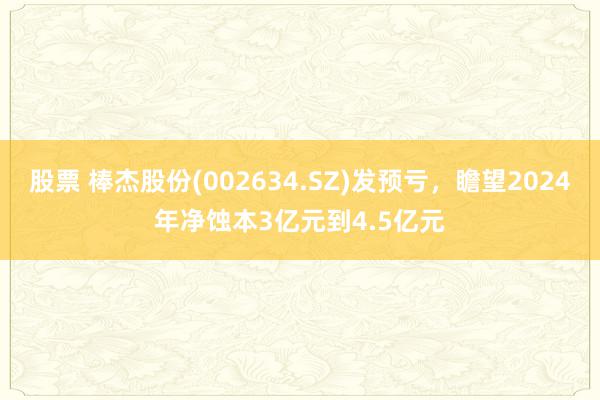 股票 棒杰股份(002634.SZ)发预亏，瞻望2024年净蚀本3亿元到4.5亿元