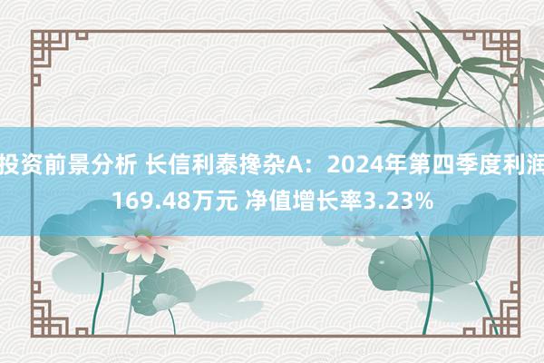 投资前景分析 长信利泰搀杂A：2024年第四季度利润169.48万元 净值增长率3.23%