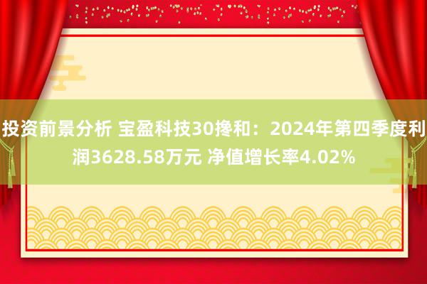 投资前景分析 宝盈科技30搀和：2024年第四季度利润3628.58万元 净值增长率4.02%