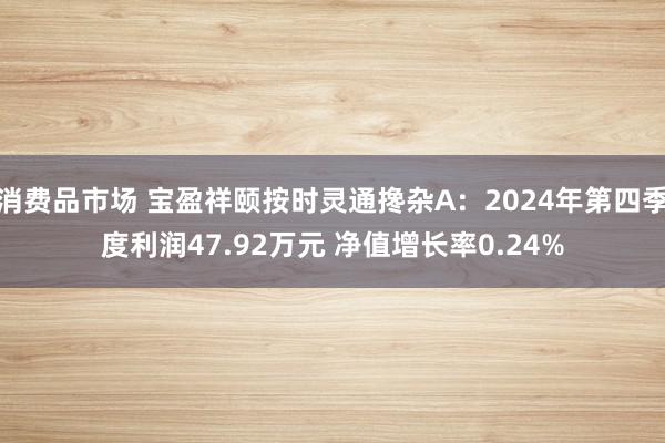 消费品市场 宝盈祥颐按时灵通搀杂A：2024年第四季度利润47.92万元 净值增长率0.24%