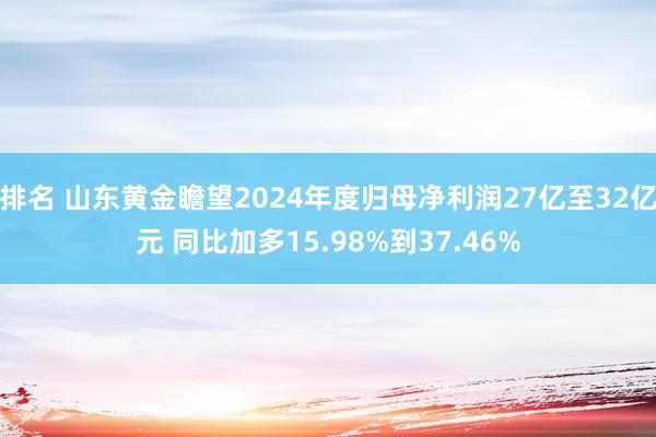 排名 山东黄金瞻望2024年度归母净利润27亿至32亿元 同比加多15.98%到37.46%