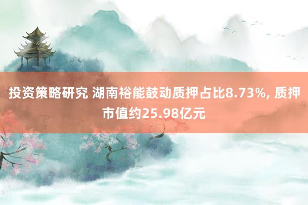 投资策略研究 湖南裕能鼓动质押占比8.73%, 质押市值约25.98亿元